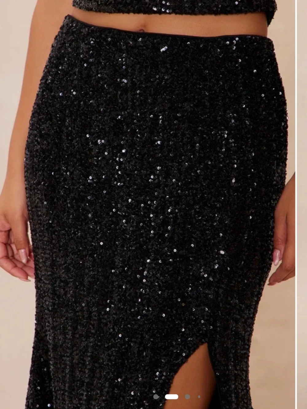 NWT Fashion Nova Luxe Black Sequin High-Slit Maxi Skirt